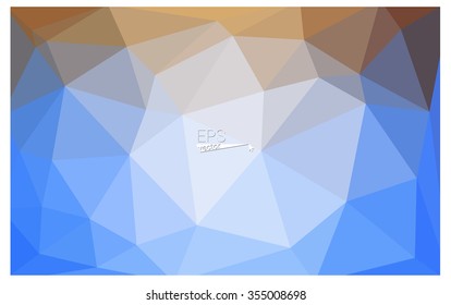 Multicolor blue, yellow, orange geometric rumpled triangular low poly origami style gradient illustration graphic background. Vector polygonal design for your business.