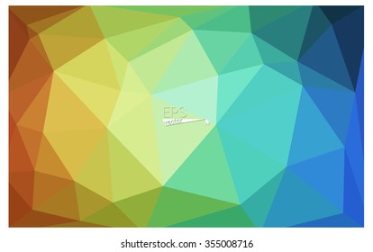 Multicolor blue, yellow, orange geometric rumpled triangular low poly origami style gradient illustration graphic background. Vector polygonal design for your business.