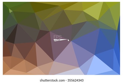 Multicolor blue, yellow, orange geometric rumpled triangular low poly origami style gradient illustration graphic background. Vector polygonal design for your business.