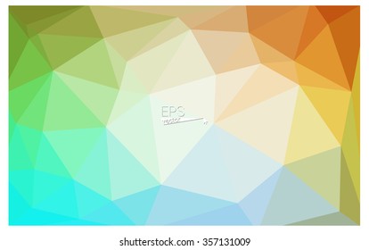 Multicolor blue, yellow, orange geometric rumpled triangular low poly origami style gradient illustration graphic background. Vector polygonal design for your business.