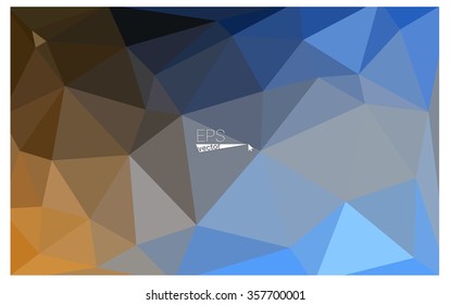 Multicolor blue, yellow, orange geometric rumpled triangular low poly origami style gradient illustration graphic background. Vector polygonal design for your business.