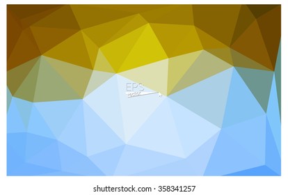 Multicolor blue, yellow, orange geometric rumpled triangular low poly origami style gradient illustration graphic background. Vector polygonal design for your business.