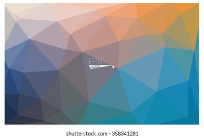 Multicolor blue, yellow, orange geometric rumpled triangular low poly origami style gradient illustration graphic background. Vector polygonal design for your business.