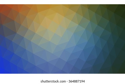 Multicolor blue, yellow, orange polygonal illustration, which consist of triangles. Geometric background in Origami style with gradient. Triangular design for your business in vector.