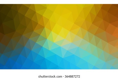 Multicolor blue, yellow, orange polygonal illustration, which consist of triangles. Geometric background in Origami style with gradient. Triangular design for your business in vector.