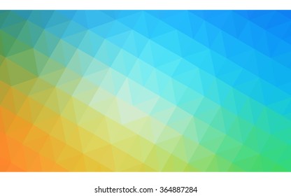 Multicolor blue, yellow, orange polygonal illustration, which consist of triangles. Geometric background in Origami style with gradient. Triangular design for your business in vector.