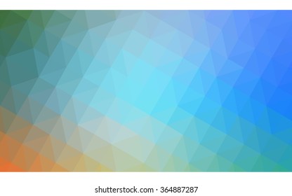 Multicolor blue, yellow, orange polygonal illustration, which consist of triangles. Geometric background in Origami style with gradient. Triangular design for your business in vector.
