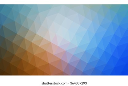 Multicolor blue, yellow, orange polygonal illustration, which consist of triangles. Geometric background in Origami style with gradient. Triangular design for your business in vector.