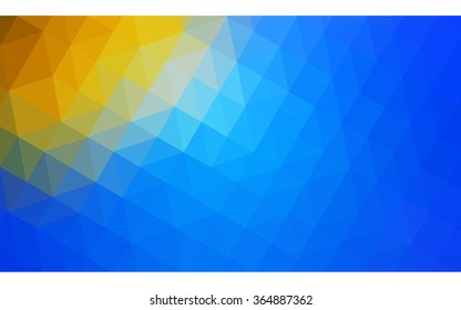 Multicolor blue, yellow, orange polygonal illustration, which consist of triangles. Geometric background in Origami style with gradient. Triangular design for your business in vector.