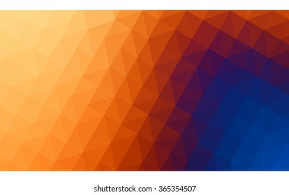 Multicolor blue, yellow, orange polygonal illustration, which consist of triangles. Geometric background in Origami style with gradient. Triangular design for your business.