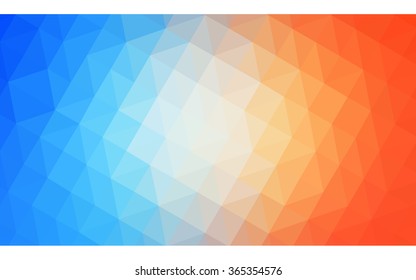 Multicolor blue, yellow, orange polygonal illustration, which consist of triangles. Geometric background in Origami style with gradient. Triangular design for your business.