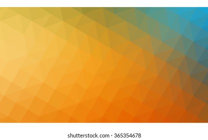 Multicolor blue, yellow, orange polygonal illustration, which consist of triangles. Geometric background in Origami style with gradient. Triangular design for your business.