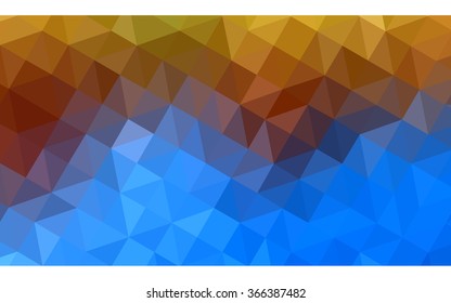 Multicolor blue, yellow, orange polygonal illustration, which consist of triangles. Geometric background in Origami style with gradient. Triangular design for your business.