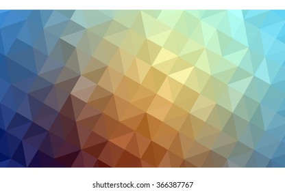 Multicolor blue, yellow, orange polygonal illustration, which consist of triangles. Geometric background in Origami style with gradient. Triangular design for your business.