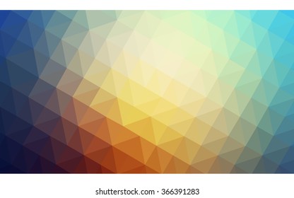 Multicolor blue, yellow, orange polygonal illustration, which consist of triangles. Geometric background in Origami style with gradient. Triangular design for your business.