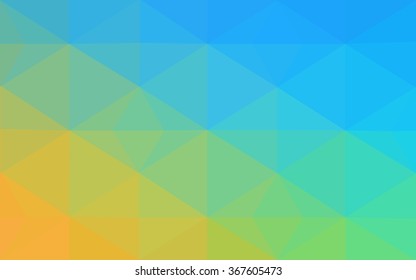 Multicolor blue, yellow, orange polygonal illustration, which consist of triangles. Geometric background in Origami style with gradient. Triangular design for your business.