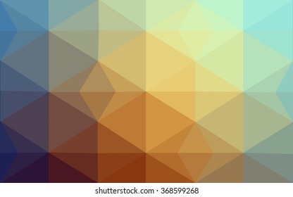 Multicolor blue, yellow, orange polygonal illustration, which consist of triangles. Geometric background in Origami style with gradient. Triangular design for your business.