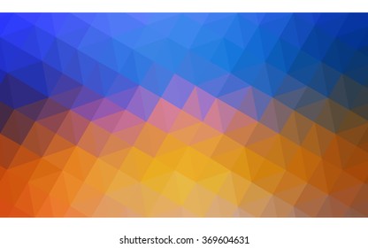 Multicolor blue, yellow, orange polygonal illustration, which consist of triangles. Geometric background in Origami style with gradient. Triangular design for your business.