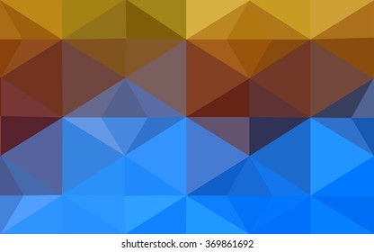Multicolor blue, yellow, orange polygonal illustration, which consist of triangles. Geometric background in Origami style with gradient. Triangular design for your business.
