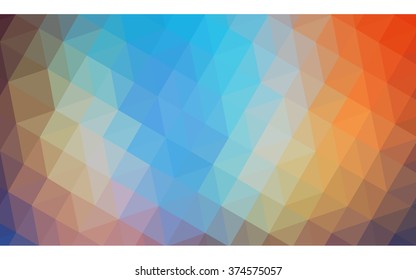 Multicolor blue, yellow, orange polygonal illustration, which consist of triangles. Geometric background in Origami style with gradient. Triangular design for your business.