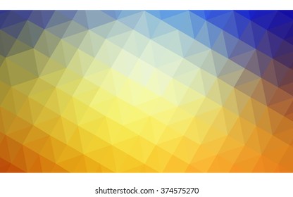 Multicolor blue, yellow, orange polygonal illustration, which consist of triangles. Geometric background in Origami style with gradient. Triangular design for your business.