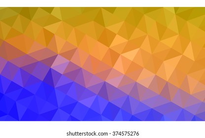 Multicolor blue, yellow, orange polygonal illustration, which consist of triangles. Geometric background in Origami style with gradient. Triangular design for your business.