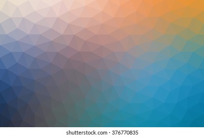 Multicolor blue, yellow, orange polygonal illustration, which consist of triangles. Geometric background in Origami style with gradient. Triangular design for your business.