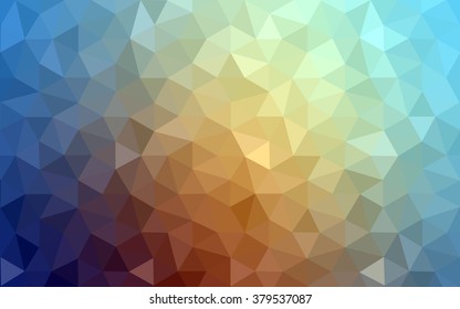 Multicolor blue, yellow, orange polygonal illustration, which consist of triangles. Geometric background in Origami style with gradient. Triangular design for your business.