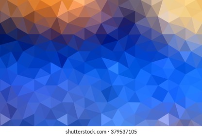 Multicolor blue, yellow, orange polygonal illustration, which consist of triangles. Geometric background in Origami style with gradient. Triangular design for your business.