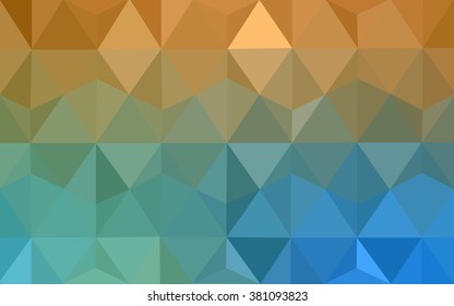 Multicolor blue, yellow, orange polygonal illustration, which consist of triangles. Geometric background in Origami style with gradient. Triangular design for your business.