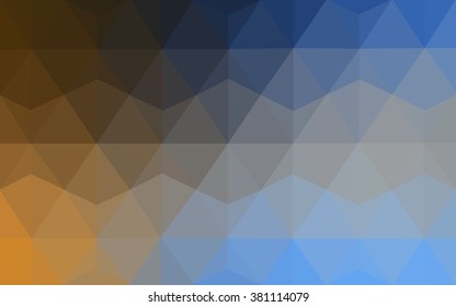 Multicolor blue, yellow, orange polygonal illustration, which consist of triangles. Geometric background in Origami style with gradient. Triangular design for your business.