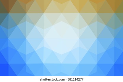 Multicolor blue, yellow, orange polygonal illustration, which consist of triangles. Geometric background in Origami style with gradient. Triangular design for your business.
