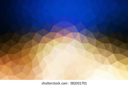 Multicolor blue, yellow, orange polygonal illustration, which consist of triangles. Geometric background in Origami style with gradient. Triangular design for your business.
