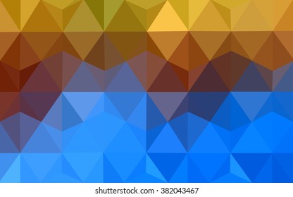 Multicolor blue, yellow, orange polygonal illustration, which consist of triangles. Geometric background in Origami style with gradient. Triangular design for your business.
