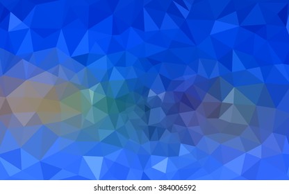 Multicolor blue, yellow, orange polygonal illustration, which consist of triangles. Geometric background in Origami style with gradient. Triangular design for your business.