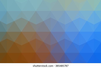 Multicolor blue, yellow, orange polygonal illustration, which consist of triangles. Geometric background in Origami style with gradient. Triangular design for your business.