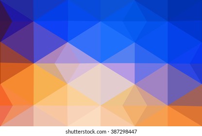 Multicolor blue, yellow, orange polygonal illustration, which consist of triangles. Geometric background in Origami style with gradient. Triangular design for your business.