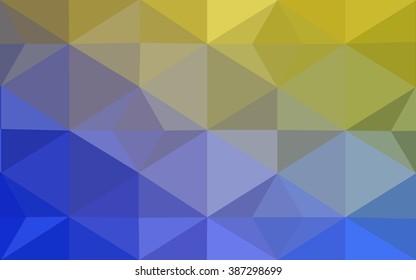 Multicolor blue, yellow, orange polygonal illustration, which consist of triangles. Geometric background in Origami style with gradient. Triangular design for your business.