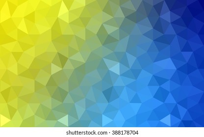 Multicolor blue, yellow, orange polygonal illustration, which consist of triangles. Geometric background in Origami style with gradient. Triangular design for your business.