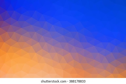 Multicolor blue, yellow, orange polygonal illustration, which consist of triangles. Geometric background in Origami style with gradient. Triangular design for your business.