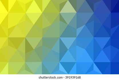 Multicolor blue, yellow, orange polygonal illustration, which consist of triangles. Geometric background in Origami style with gradient. Triangular design for your business.