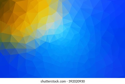 Multicolor blue, yellow, orange polygonal illustration, which consist of triangles. Geometric background in Origami style with gradient. Triangular design for your business.