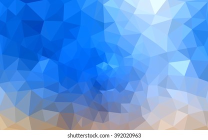 Multicolor blue, yellow, orange polygonal illustration, which consist of triangles. Geometric background in Origami style with gradient. Triangular design for your business.