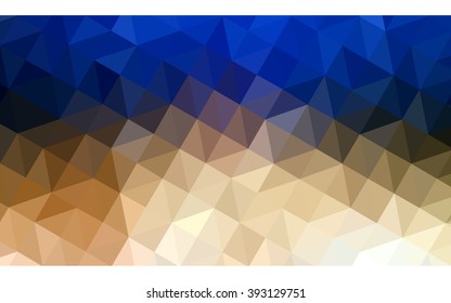 Multicolor blue, yellow, orange polygonal illustration, which consist of triangles. Geometric background in Origami style with gradient. Triangular design for your business.