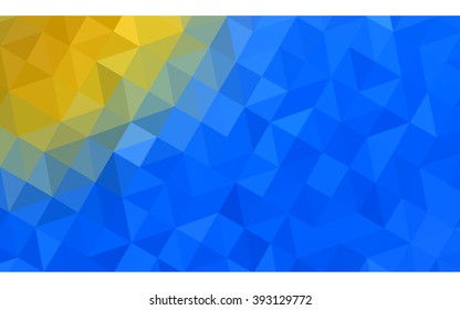 Multicolor blue, yellow, orange polygonal illustration, which consist of triangles. Geometric background in Origami style with gradient. Triangular design for your business.