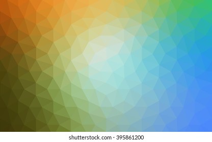 Multicolor blue, yellow, orange polygonal illustration, which consist of triangles. Geometric background in Origami style with gradient. Triangular design for your business.