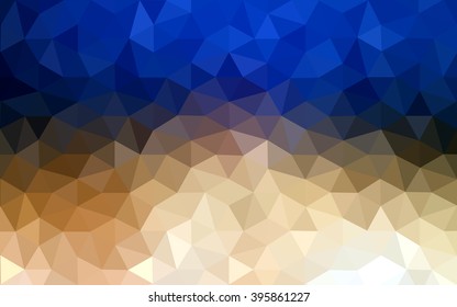 Multicolor blue, yellow, orange polygonal illustration, which consist of triangles. Geometric background in Origami style with gradient. Triangular design for your business.