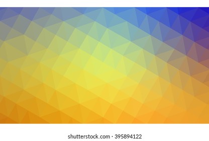Multicolor blue, yellow, orange polygonal illustration, which consist of triangles. Geometric background in Origami style with gradient. Triangular design for your business.