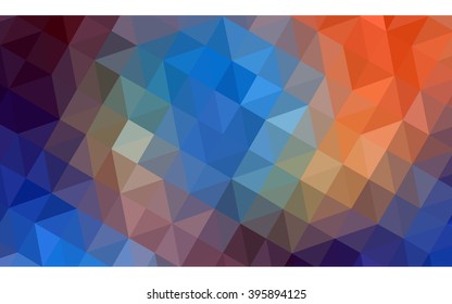 Multicolor blue, yellow, orange polygonal illustration, which consist of triangles. Geometric background in Origami style with gradient. Triangular design for your business.