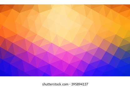Multicolor blue, yellow, orange polygonal illustration, which consist of triangles. Geometric background in Origami style with gradient. Triangular design for your business.